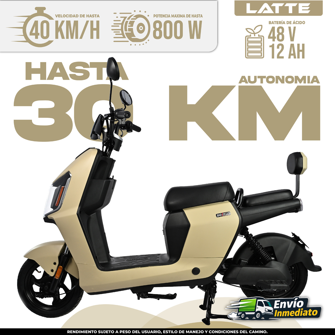 Bicimoto eléctrica Latte 30km autonomía 800W batería 48V 12Ah