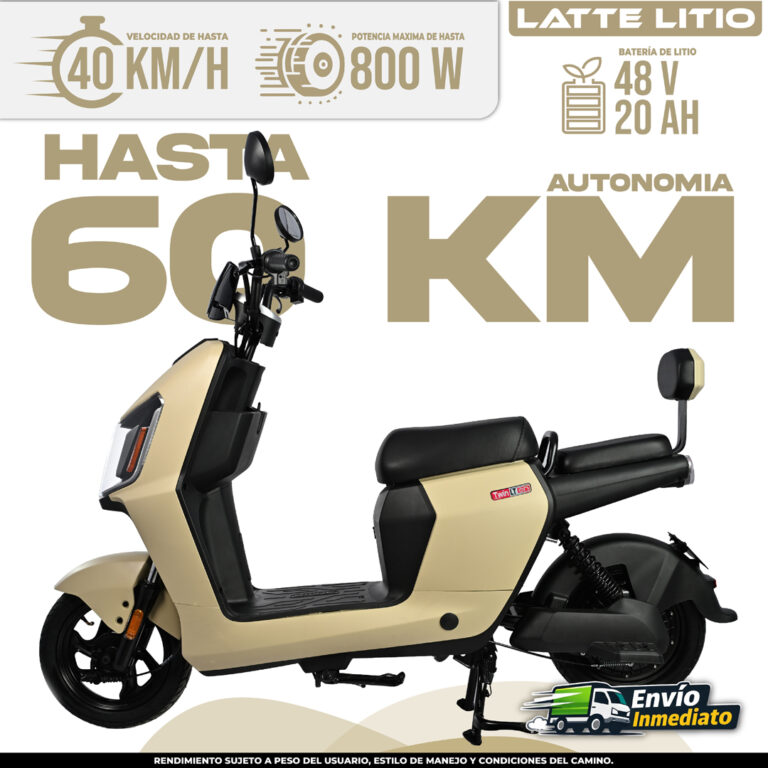 Bicimoto eléctrica Latte Litio 60km autonomía 800W batería 48V color crema