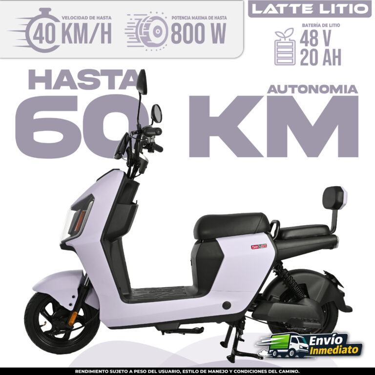 Bicimoto eléctrica Latte Litio 48V color blanco con autonomía de 60 km
