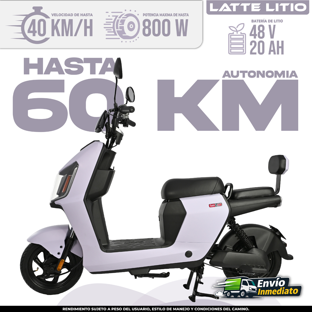Bicimoto eléctrica Latte Litio 48V color blanco con autonomía de 60 km