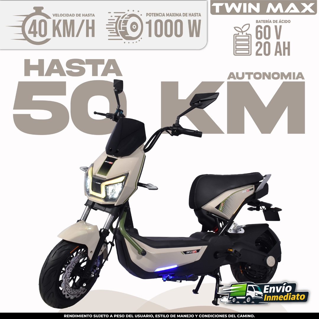Bicimoto eléctrica Twin Max 50km autonomía 1000W batería 60V