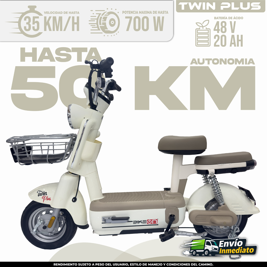 Scooter eléctrico Twin Plus 50km autonomía 700W batería 48V