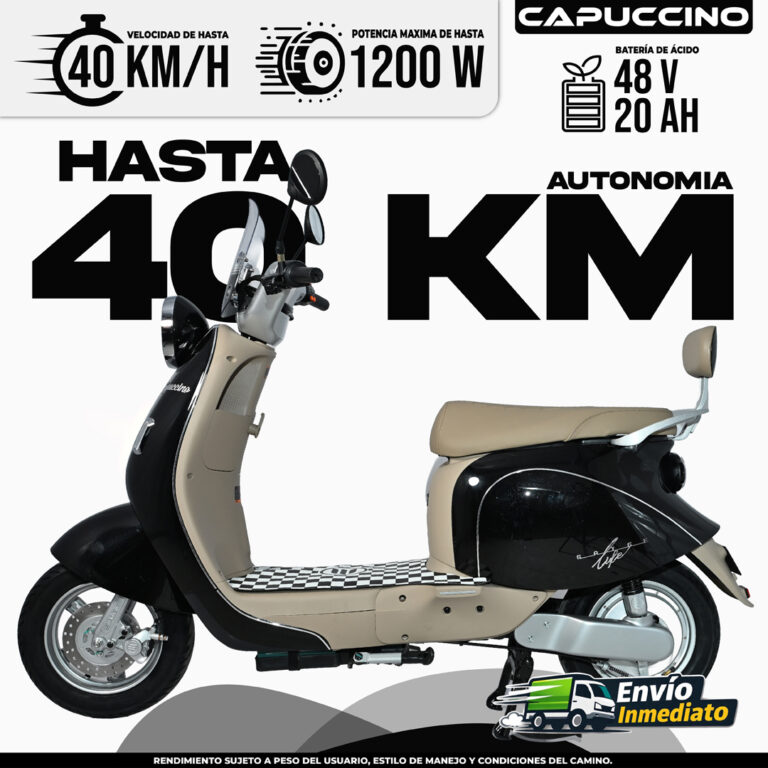 Scooter eléctrico Capuccino 48V 20Ah, velocidad máxima 40 km/h y autonomía de 40 km