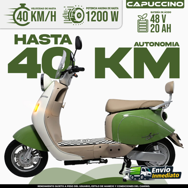 Scooter eléctrico Capuccino 48V 20Ah, velocidad 40 km/h, potencia 1200W, autonomía 40km