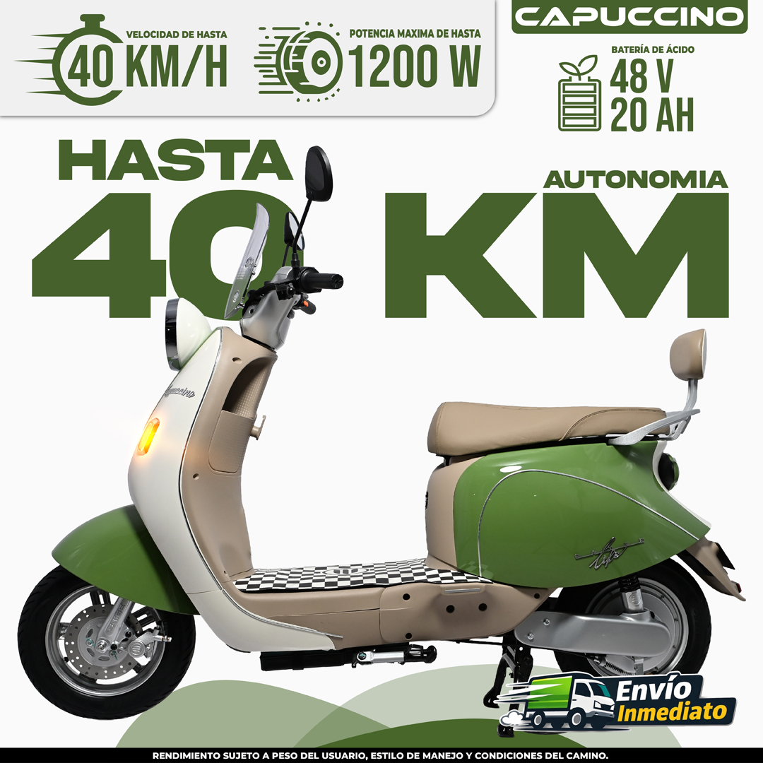 Scooter eléctrico Capuccino 48V 20Ah, velocidad 40 km/h, potencia 1200W, autonomía 40km