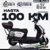 Moto eléctrica SRX Plus 72V blanca y negra con autonomía de 100 km y potencia máxima de 2000W
