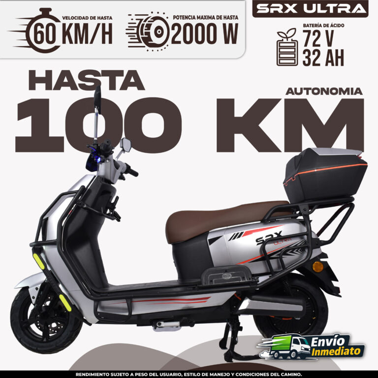 SRX Ultra moto eléctrica 100km autonomía 2000W batería 72V México