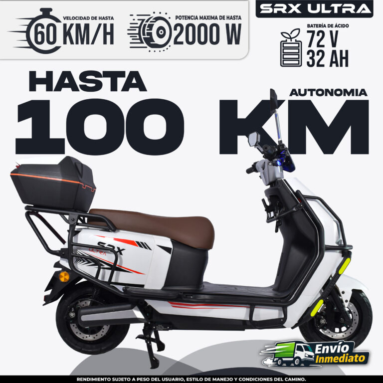 Moto eléctrica SRX Ultra 100km autonomía 2000W batería 72V México