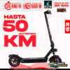 Scooter eléctrico 50km autonomía, 500W potencia, batería litio 36V 15Ah IPX4