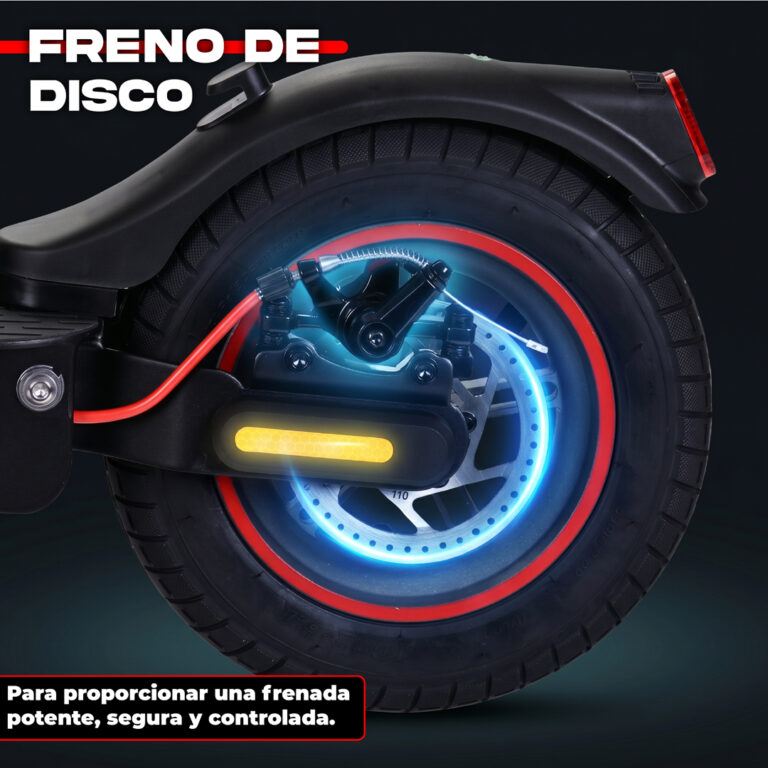 Freno de disco eléctrico con luces LED rojo y azul para scooter eléctrico