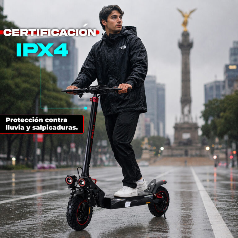 Scooter eléctrico IPX4 con certificación de protección contra lluvia y salpicaduras
