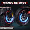 Frenos de disco delantero y trasero para scooter eléctrico con luz LED azul y roja