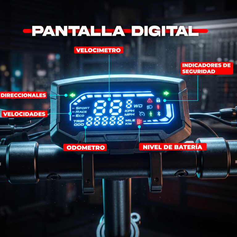 Pantalla digital LCD para bicicleta eléctrica con velocímetro, odómetro y nivel de batería