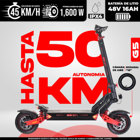 Scooter eléctrico G5 On 50km autonomía batería 48V 16Ah IPX4