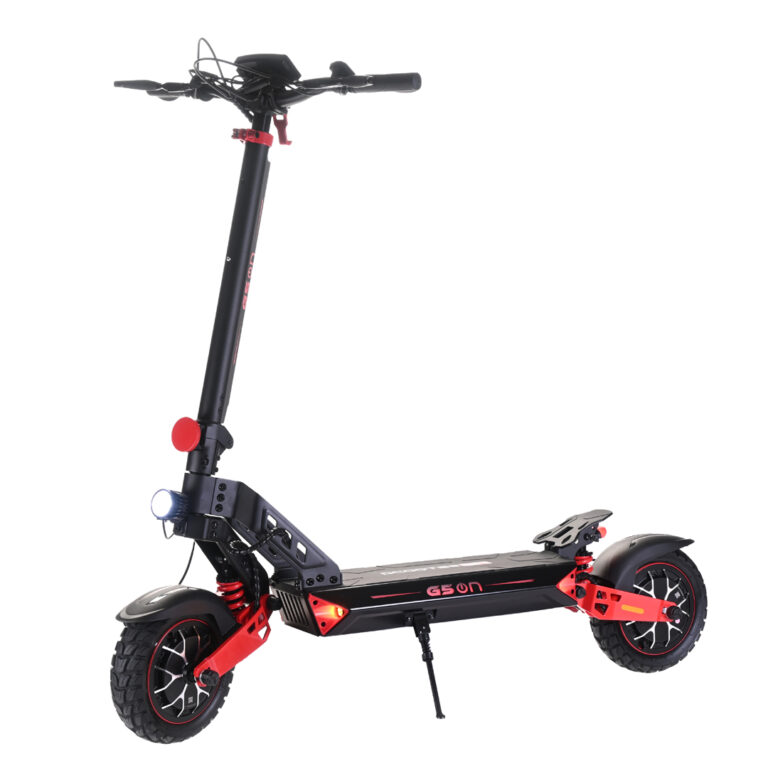 Scooter eléctrico G5 Off Road negro con rojo, ruedas todoterreno y suspensión