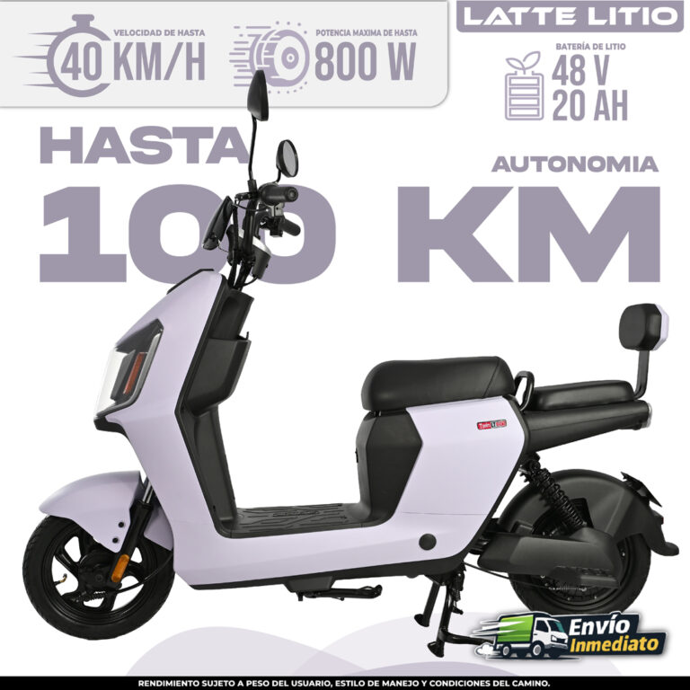 Moto Eléctrica Latte Litio 48V 20Ah - Scooter Eléctrico con Autonomía hasta 109km