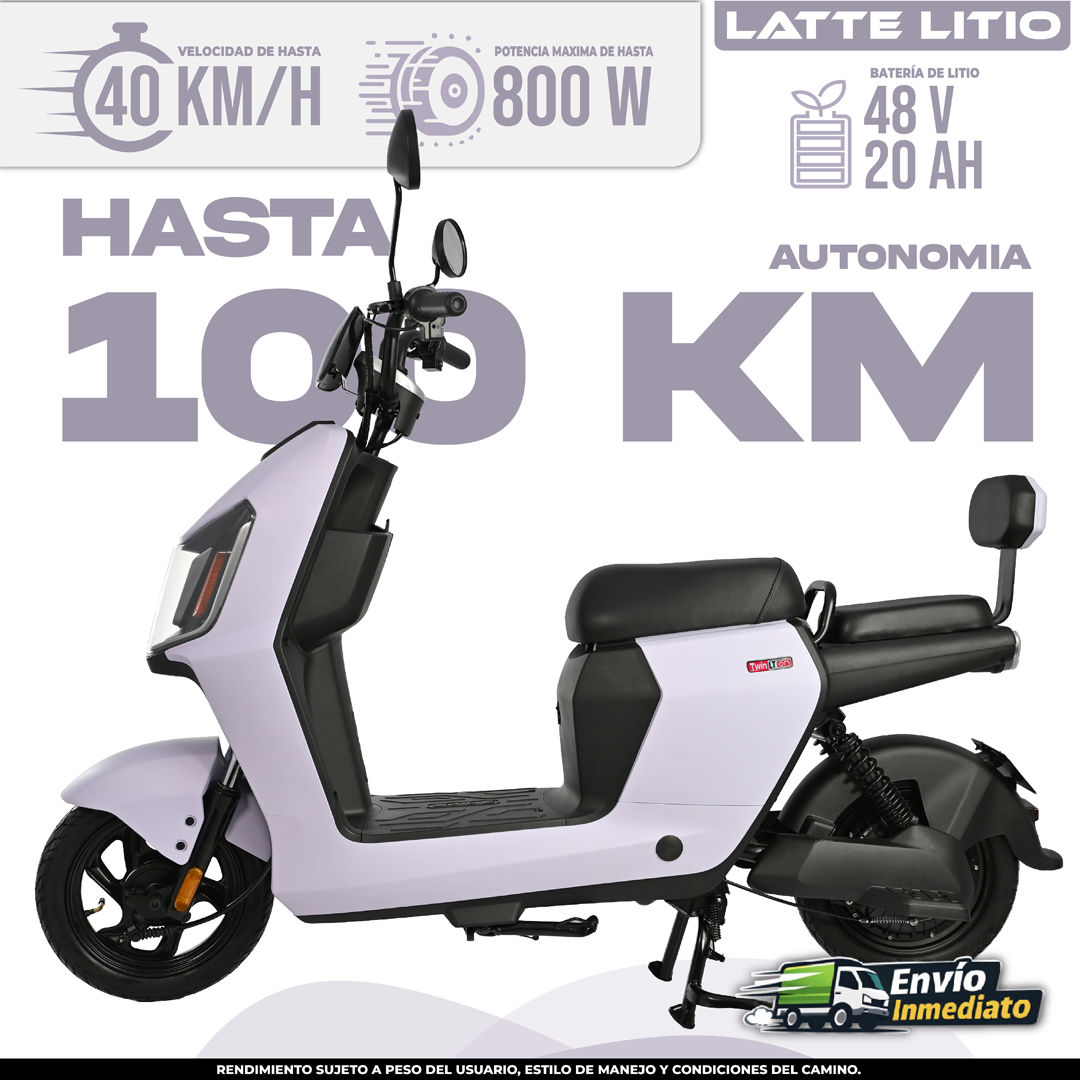 Moto Eléctrica Latte Litio 48V 20Ah - 109km Autonomía Moto Eléctrica Latte Litio 48V 20Ah Scooter Eléctrico con Autonomía hasta 109km