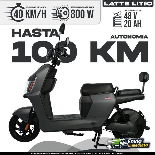 Moto eléctrica Latte Litio 48V 20AH autonomía 100km velocidad 40km/h potencia 800W
