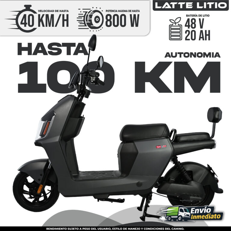 Moto eléctrica Latte Litio 48V 20AH autonomía 100km velocidad 40km/h potencia 800W